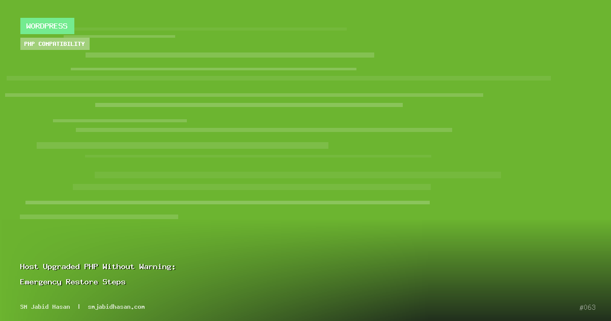 Host Upgraded PHP Without Warning: Emergency Restore Steps