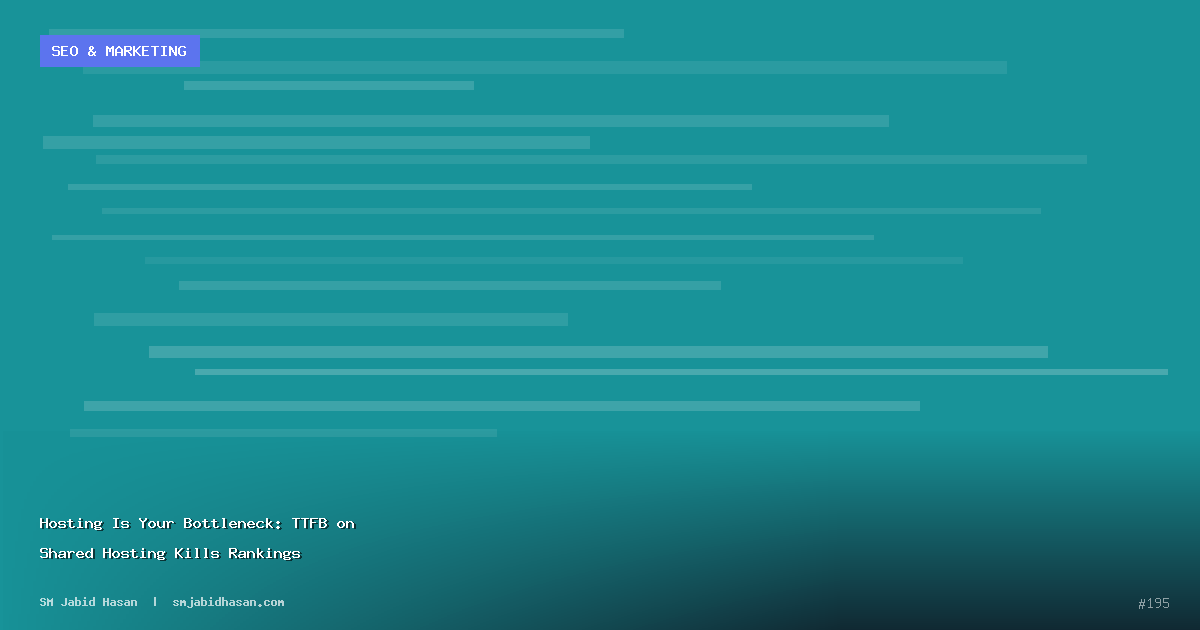 Hosting Is Your Bottleneck: TTFB on Shared Hosting Kills Rankings