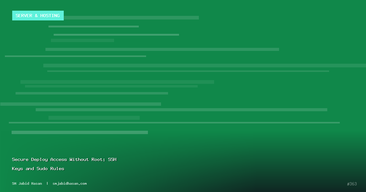 Secure Deploy Access Without Root: SSH Keys and Sudo Rules