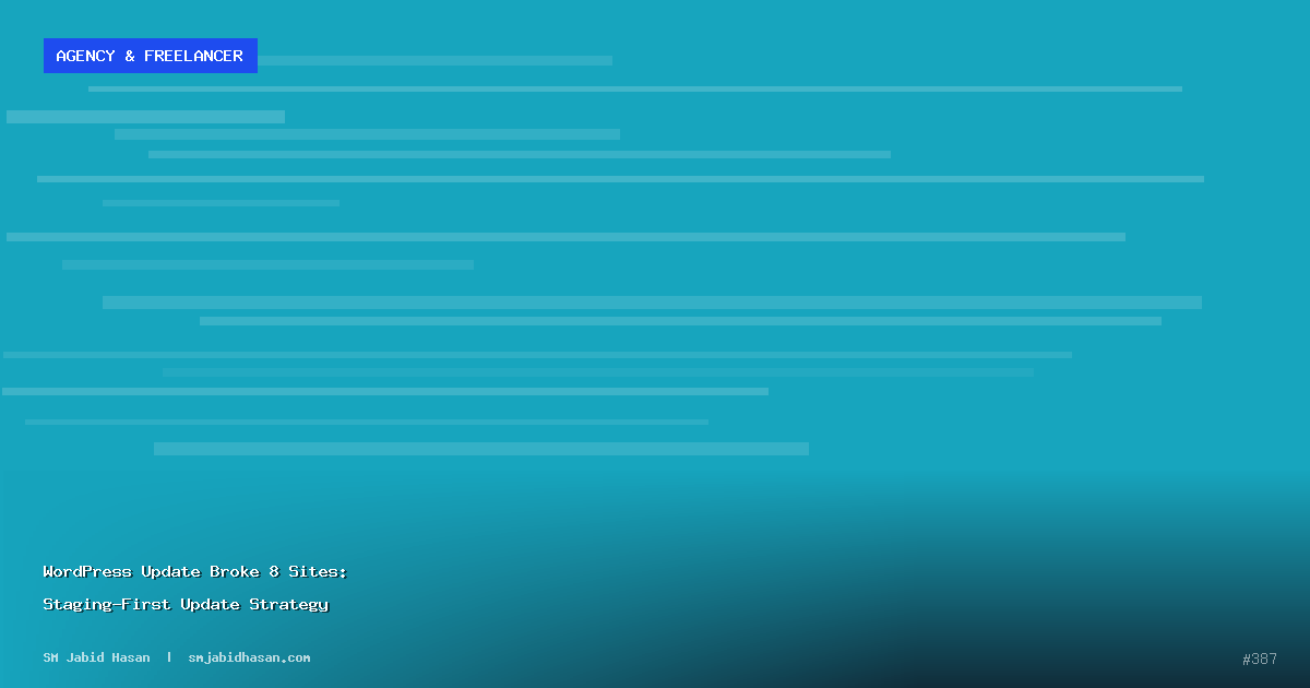 WordPress Update Broke 8 Sites: Staging-First Update Strategy
